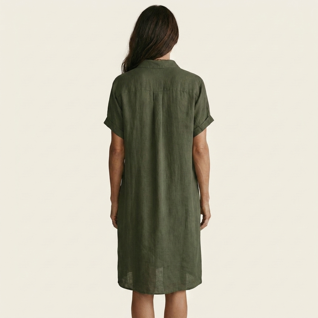 Severina™ | Vestido Camisero Midi de Lino
