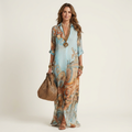 Teodora™ | Vestido Camisero Largo con Estampado Barroco