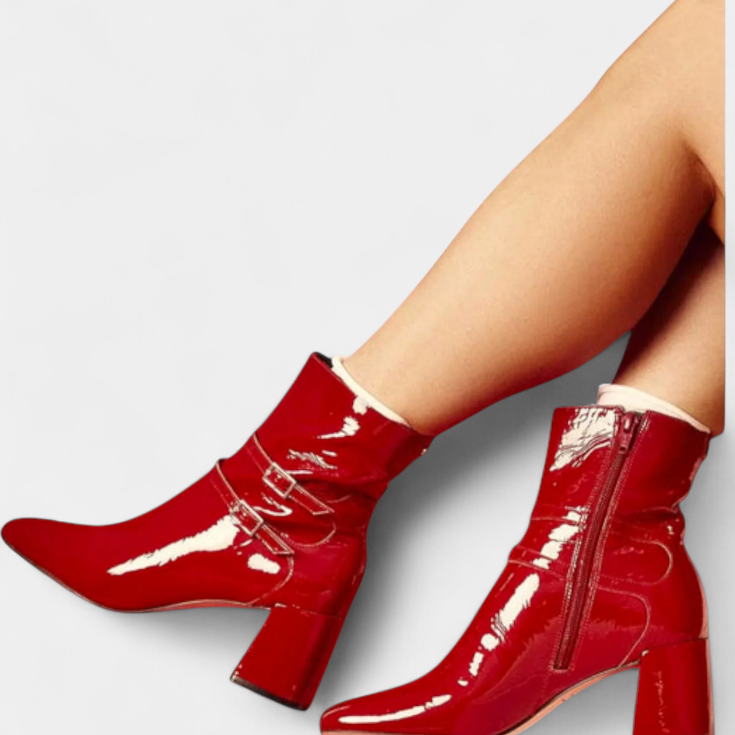 Vivi Botas Rojas con Tacón Grueso