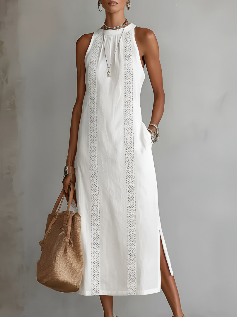 Jimena™ | Vestido Midi con Cuello Mao