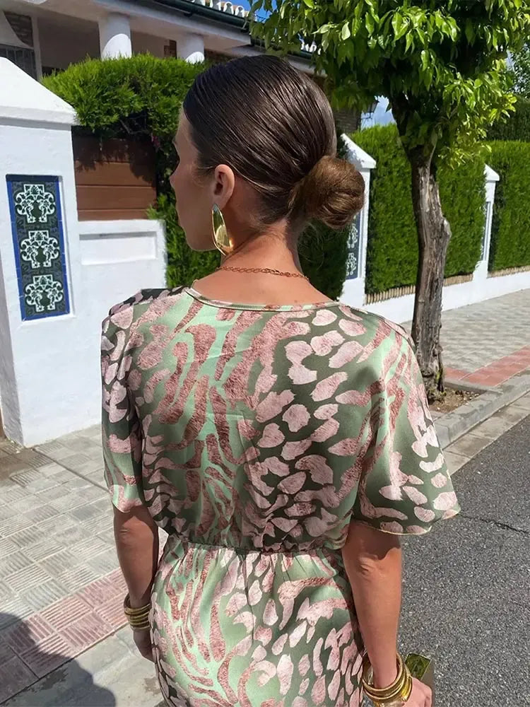 Higinia™ | Vestido Midi Estampado Tonos Cobre