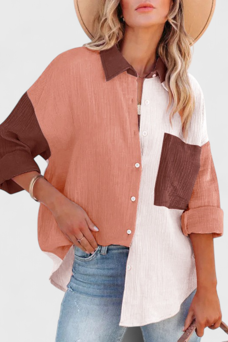 Juniper | Blusa de Botones en Bloque de Color