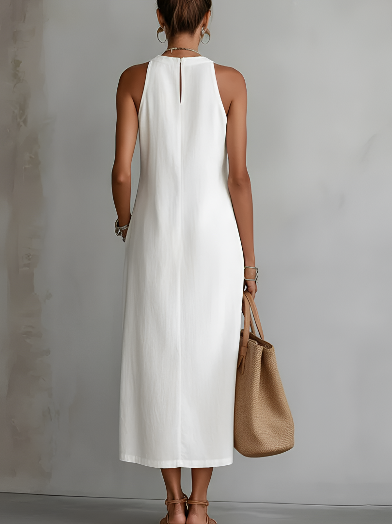 Jimena™ | Vestido Midi con Cuello Mao