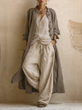 Eladia™ | Conjunto de Lino con Abrigo Largo